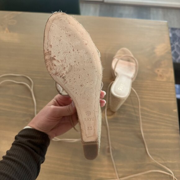 Raye Jesse Wedge - Strappy Wrap Ankle Tie Jute Wedges - Tan/Nude - Size 7.5 - Picture 14 of 14